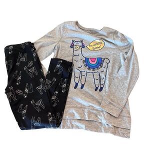 🌴 OshKosh “No Drama Llama” Tunic & Leggings Set – Girls Size M (7/8)